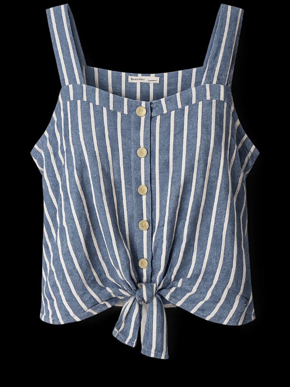 Sonoma Linen Blend Striped Tie Front Tank Blue White XL Coastal Summer